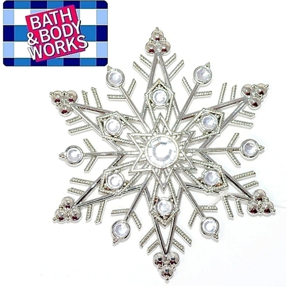Bath & Body Works Silver Metal Snowflake Magnetic Candle Topper